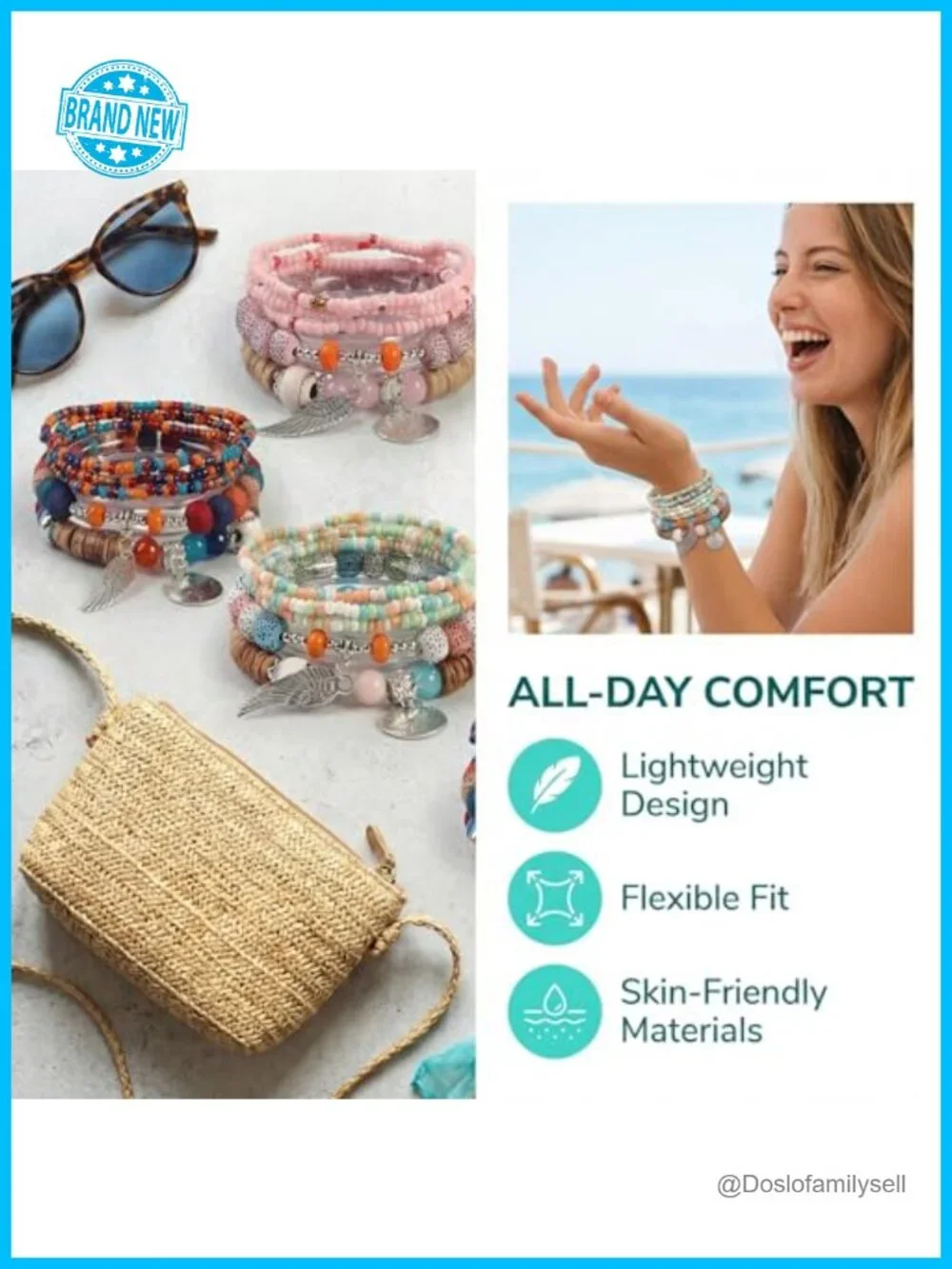 6-Piece Stackable Boho Bracelet Set Hypoallergenic Stretch Beaded